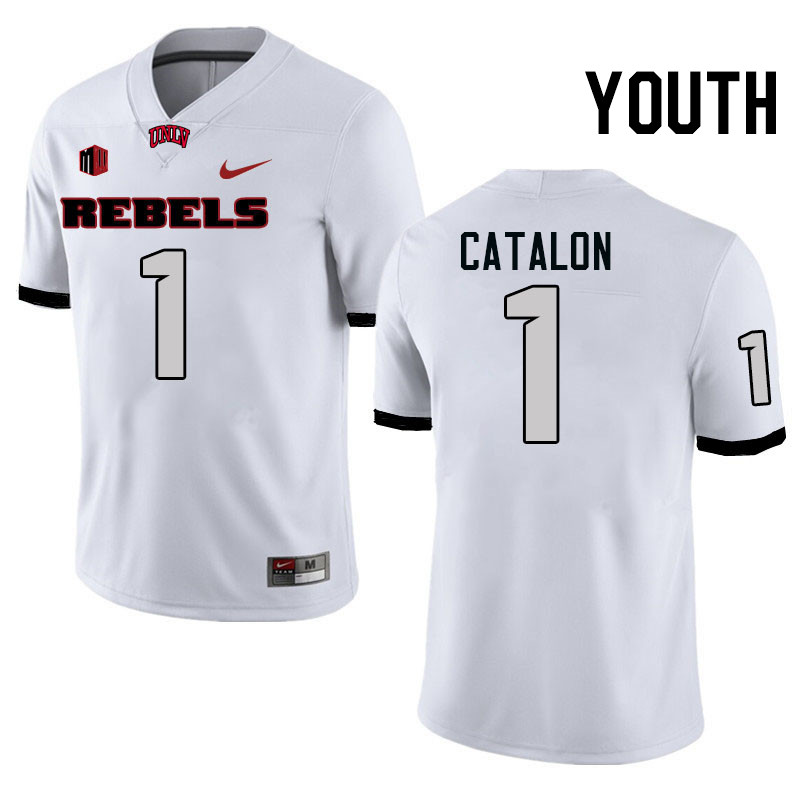 Youth #1 Jalen Catalon UNLV Rebels College Football Jerseys Stitched-White